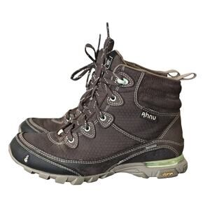 Brown/Mint Ahnu Sugarpine Waterproof Mulch Boots - Size 5.5